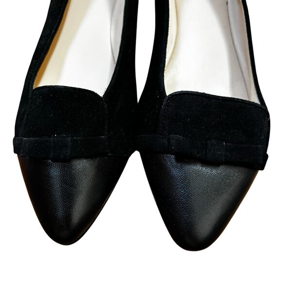 Nine West Saxiphone black flats leather & suede slip on shoes career casual 10M - Picture 8 of 11